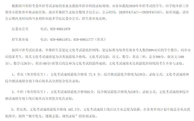 成都工業(yè)學(xué)院?？品?jǐn)?shù)線(成都工業(yè)學(xué)院分?jǐn)?shù)線2020)